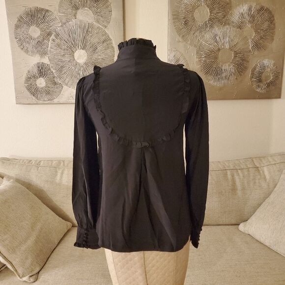 Nanette Lepore Ruffled Silk Blouse in Black - NEW - Picture 5 of 10